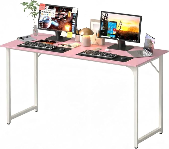 PayLessHere | 55 Inch Computer Desk | Pink | Office Desk by PayLessHere