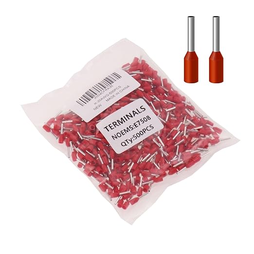 500PCS Wire Ferrule Terminals Connectors, AWG20/0.75mm² Red Insulated Crimp Pin Terminals Nylon Copper Crimp Ferrules Wire Connector Sleeves for Electrical Projects/Chemical Industry, etc.