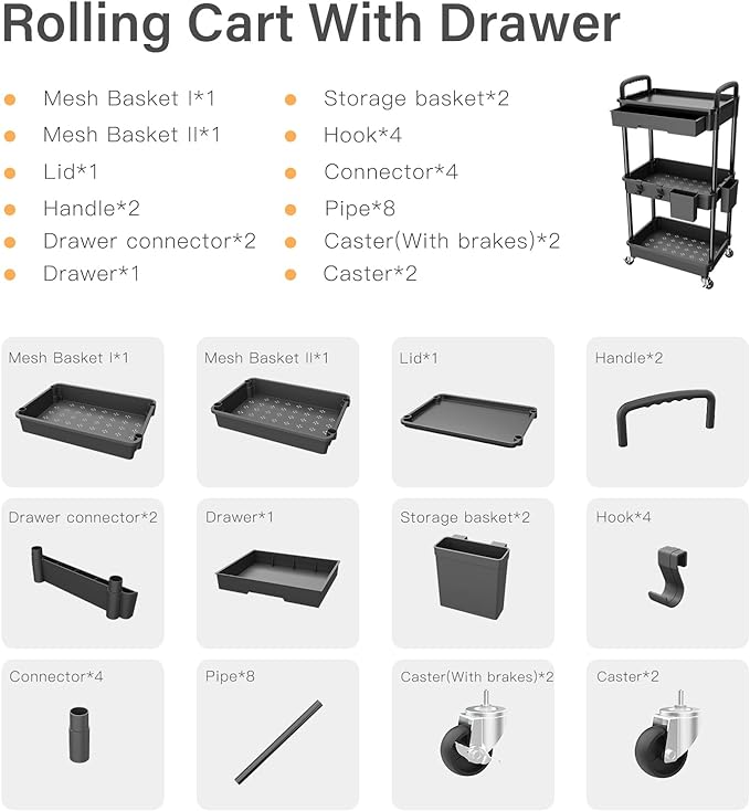 3 Tier Rolling Utility Cart - Image 4