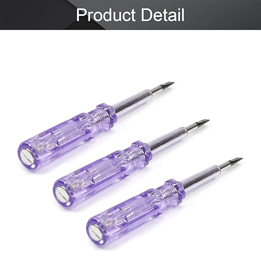 Fielect 3pcs Voltage Tester Voltage Detector Pen Circuit Tester Tool Steel Batch Slotted Test Pencil JRDB-168 AC/DC 100-500V Clear