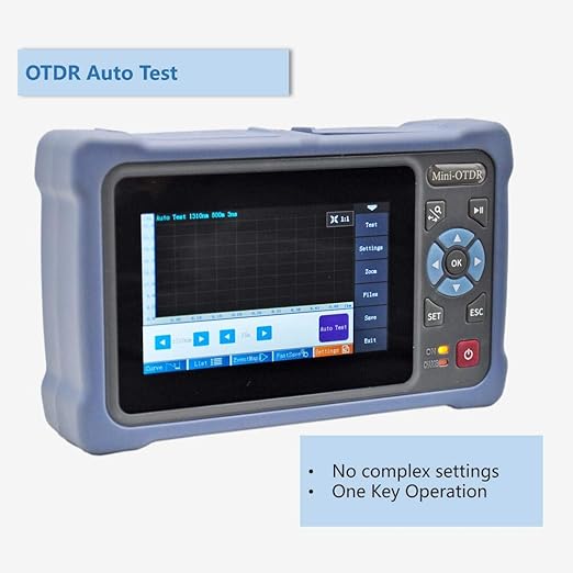 OTDR Fiber Tester 1310/1550nm 26/24dB with 4.3-inch Touch Screen, 11-in-1 OTDR SM with VFL OPM OLS Event Map RJ45, FC/UPC SC ST LC Connectors Included