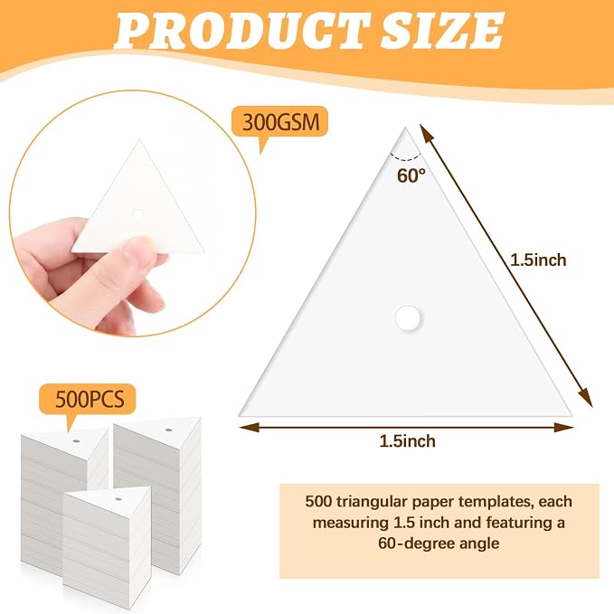 Neworkg 500 PCS 1.5" Equilateral Triangle Paper Piecing Templates, Quilting - Image 2