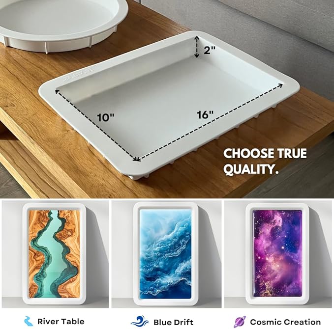 Alaskey® Large Premium Rectangular Resin Table Silicone Mold 16"x10" and - Image 4