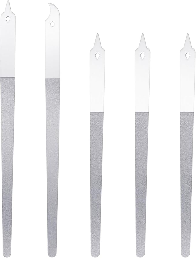 Stainless Steel Diamond Dust Nail File 5 PCS Professional Metal Nail Files with Sharp Pointed Tip Non-Slip Double Sided Manicure Pedicure Tools for Fingernails & Toenails Care Essentials