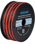 BNTECHGO 10 Gauge Flexible 2 Conductor Parallel Silicone Wire Spool Red Black High Resistant 200 deg C 600V for Single Color LED Strip Extension Cable Cord,Model,25ft Stranded Tinned Copper Wire