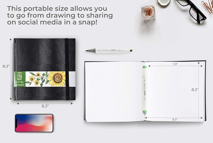 Ohuhu Sketchbook Marker Paper Pad: 8.3"x8.3" Square Art Sketch Book Drawing - Image 5