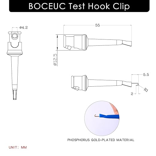 Test Hook Clip, Multimeter Test Lead Kit Hook Clip Probe Mini Grabber for Circuit Testing PCB IC