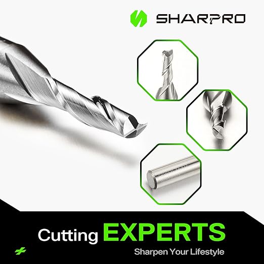 Upcut Spiral Router Bit Set 1/4 Inch Shank 1/8 Inch Cutting Dia. CNC Up Cut Router Bit Solid Carbide, Ideal for Wood Cutting, Slot Mortise, Engraving (3PCS)