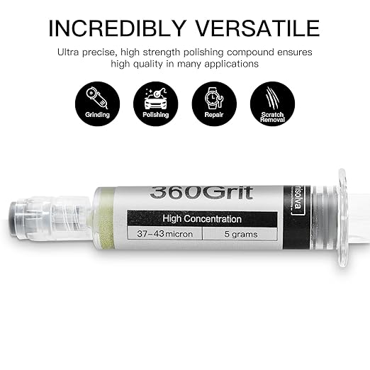 Diamond Polishing Compound Lapping Compound 360 Grit 37-43 Microns with 30% Concentration of Diamond Powders Diamond Stropping Paste for Glass Marble Metal Resin Rock Jewelry Watch etc.