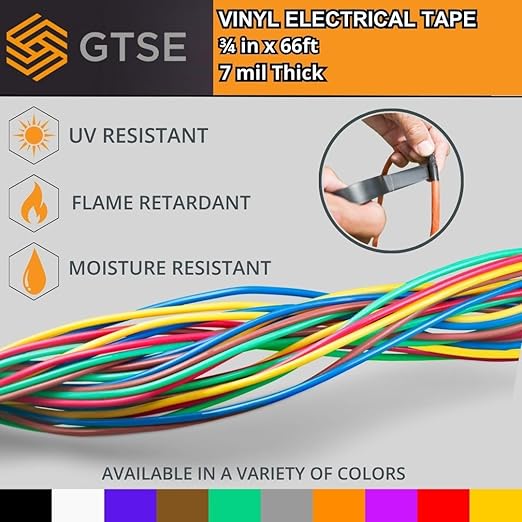 GTSE Yellow Electrical Tape, 240 Rolls Bulk Box – Waterproof, Industrial Grade Vinyl, 3/4 in x 66ft– Strong Self-Adhesive PVC Electric Tape for Wire Insulation, 7 Mil, 600V – UL/CSA Listed