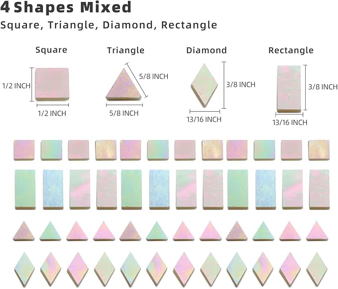 Lanyani Iridescent Glass Mosaic Tiles Supplies 200 Pieces Iridized Stained - Image 4