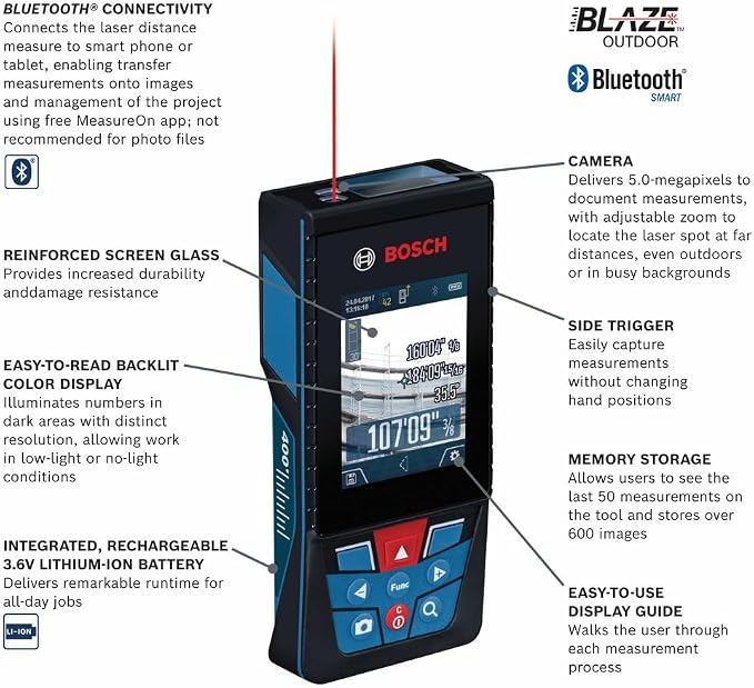 BOSCH GLM400CL 400 Ft Blaze Outdoor Connected Laser Measure, Includes 1.0 Ah - Image 3