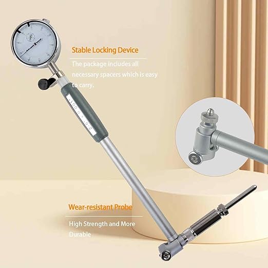 Dial Indicator Bore Gage 2" - 6" Range(0.001"), Dial Indicator Bore Gage Gauge Carbide Anvils for Precision Measurement