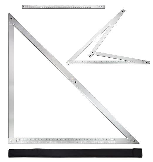 48 Aluminum Combination Square Carpenter Tools | Adjustable 45° & 90° Angles for Framing/Roofing/Staircases | Professional Woodworking & Construction Triangle Ruler Tool