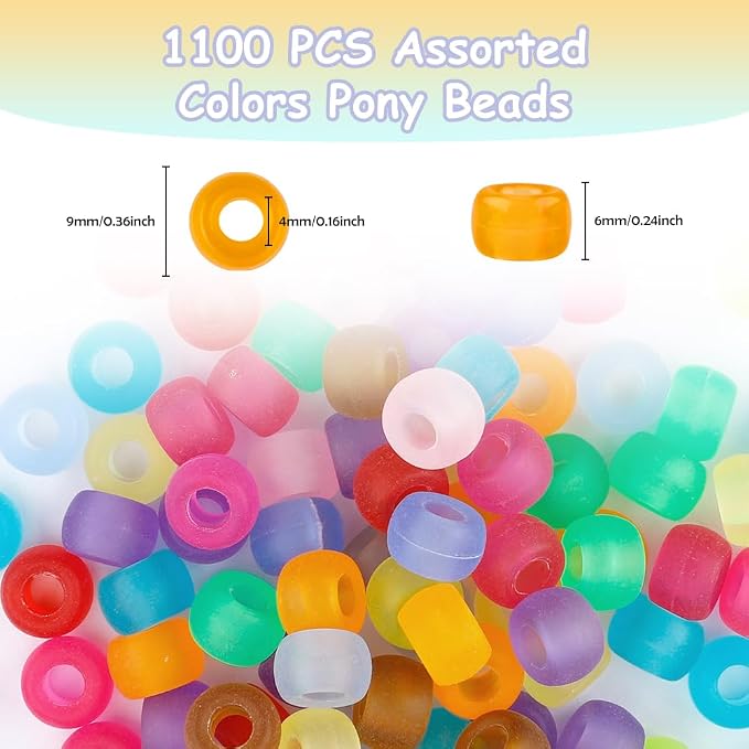 Pony Beads Bulk 1100 Pcs, Beads - Image 2