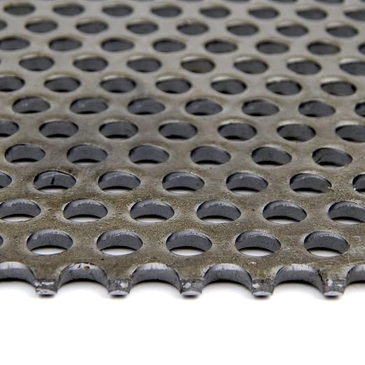A36 Carbon Steel Perforated Sheet, Unpolished (Mill) Finish, Hot Rolled, Staggered 0.125" Holes, ASTM A36, 0.036" Thickness, 20 Gauge, 24" Width, 24" Length, 0.1875" Center to Center, OnlineMetals