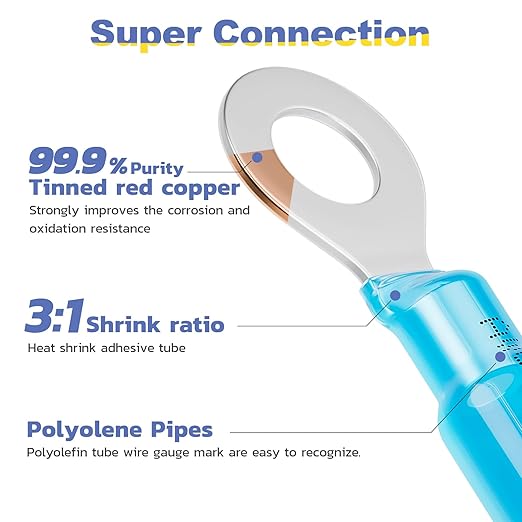 haisstronica 120PCS Heat Shrink Wire Connectors-Marine Grade Heat Shrink Butt Connectors-Electrical Connectors Kit of Tinned Red Copper,AWG 22-10 Crimp Insulated Ring Fork Butt Splice(3Colors/24Sizes)