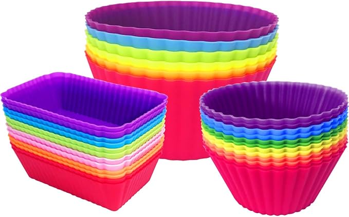 Silicone Cupcake Liners Baking Cups Non-Stick Jumbo Reusable Muffin Molds Bento by IELEK