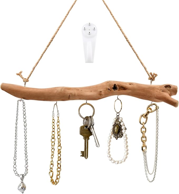 15Inch Driftwood Wall Hanging Jewelry Organizer - Image 3
