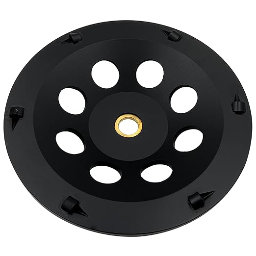 7" PCD Grinding Wheel for Epoxy, Glue, Mastic and Paint, 6 PCD Segments, 7/8"-5/8" Non-Threaded Arbor