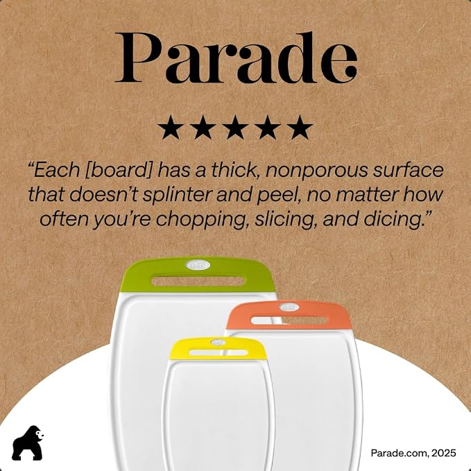 GORILLA GRIP BPA-Free Reversible Kitchen Cutting Board Set of 3 US Designed - Image 9