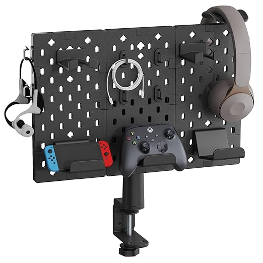 PEGZONE Headphone and Controller Holder, Rotating Gaming Accessories Organizer by Pegzone
