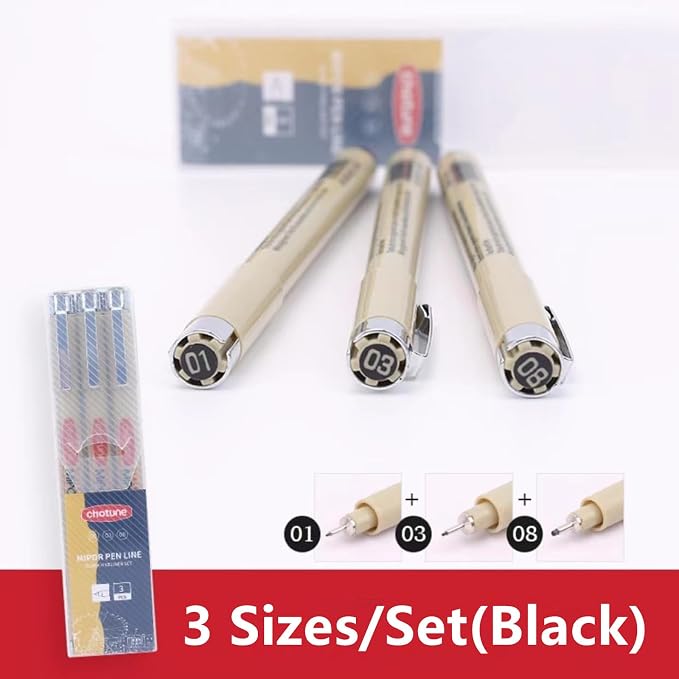 GETHPEN Micro Fineliner Pens, Waterproof Archival Black Ink, 3 Sizes | Black - Image 7