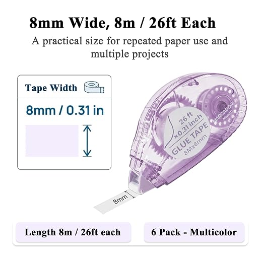 MARCADORUS Glue Tape Roller, 6 Pack Double Sided Tape Roller - Image 5