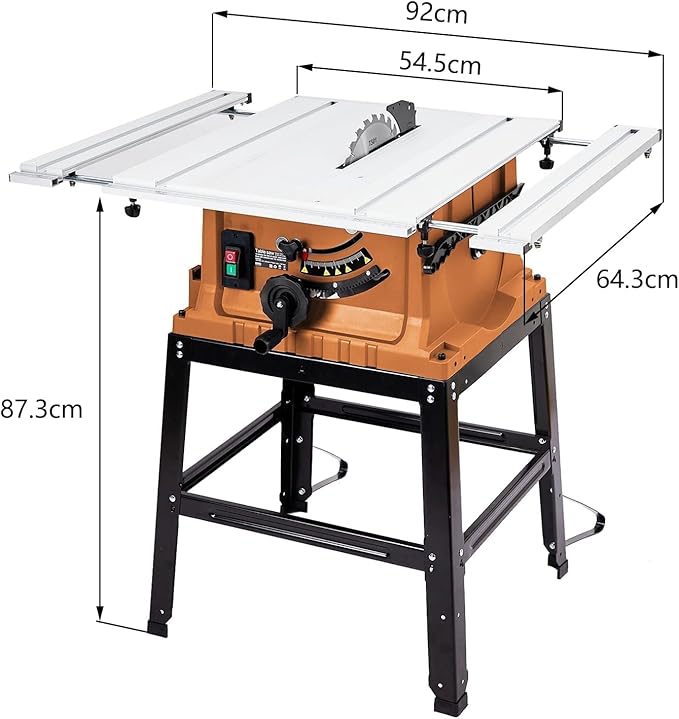 GAOMON Table Saw 10 Inch, 15 Amp 5000RPM Powerful Tablesaw With Stand & Protective Cover, 36 X 25 Inch Tabletop Saw 90° Cross Cut & 0-45° Bevel Cut, Adjustable Depth, for Woodwork