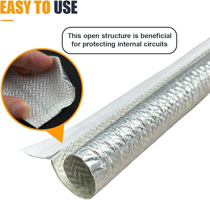13mm - 1/2" Self Closed Aluminized Heat Shield Sleeve - 39" High Temp Heat - Image 5