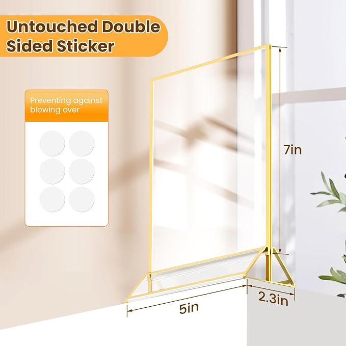 Acrylic Sign Holder 5X7 Double-sided Gold Frames ，6 Pack | Acrylic Frames - Image 2