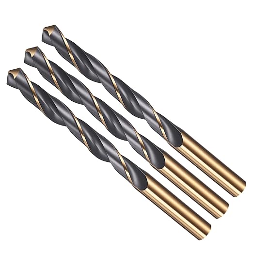 Drill Bit, 10.5mm Cutting Diameter, 4341 HSS Gold and Black 118° Cutting Angle Number Jobber Bits - (Applications: for Drilling Soft Metal Plastic Wood), 3-Pieces