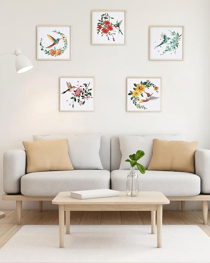 ERKOON 5 Sets Embroidery Kit for Beginners, Hummingbird and Flower Cross Stitch - Image 4