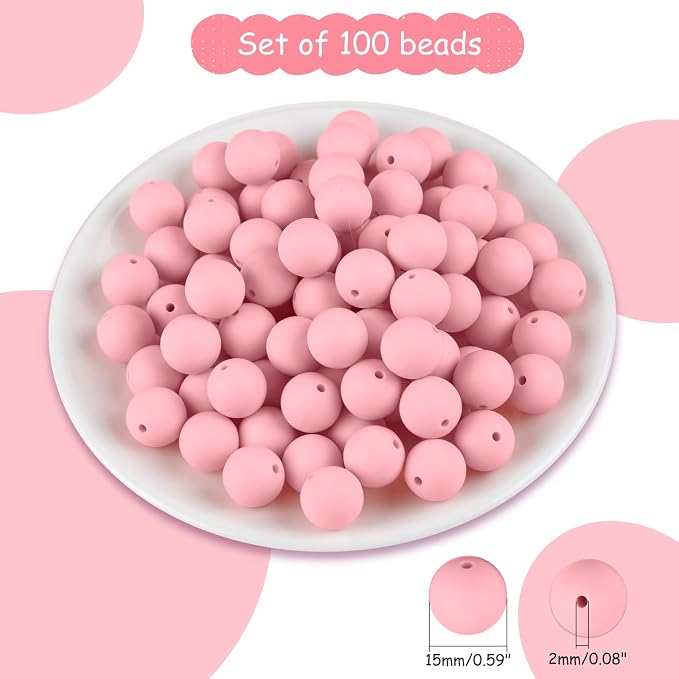 ASTARON 100 Pcs 15mm Silicone Beads - Image 2