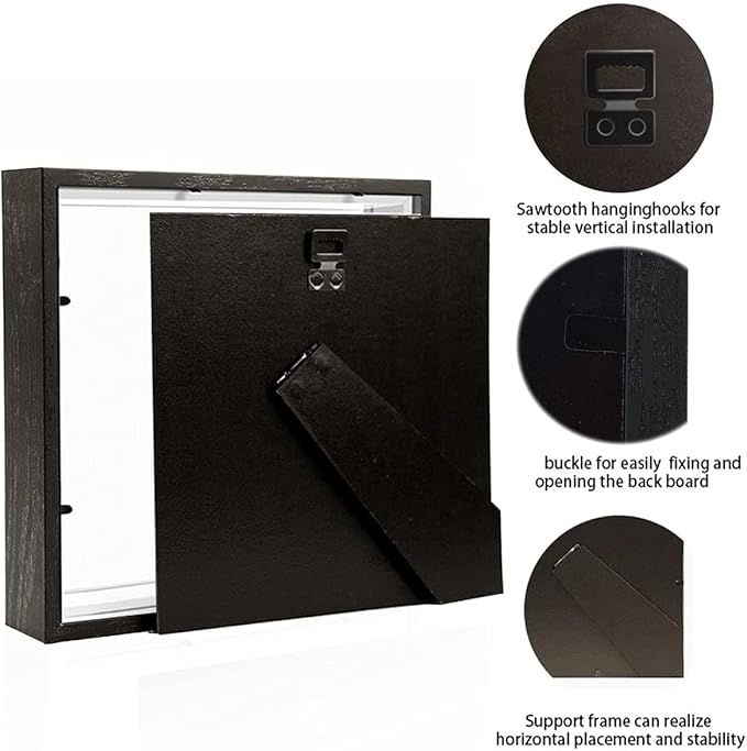 8x8 Black Shadow Box Frame Display Case - Image 3