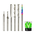6Pcs CNC Router Bits End Mill, 1/8 Shank CNC Cutter Milling Machine Bit Set Including Downcut and Upcut, Router Accessories for Wood, Plastic and Carving