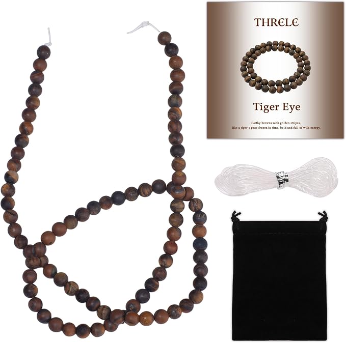 4mm Matte Classic Tiger Eye Bead, 15-Inch Matte Round Loose Stone Beads by THRELE
