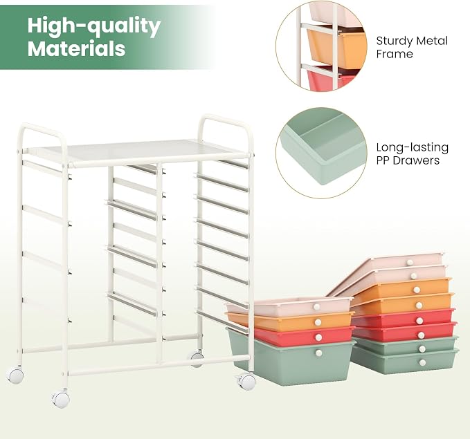 BECOMFORT 15-Drawer Rolling Cart - Image 5