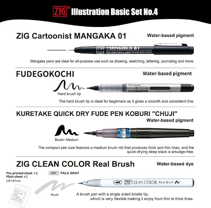 Kuretake Zig Inktober pen set, for Illustration, Manga Drawing, Lettering and - Image 2