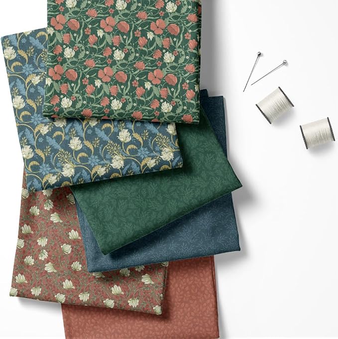Floral Patchwork Fabric Panel 100x155 cm – 100% Cotton Satin, 6 Coordinated - Image 2