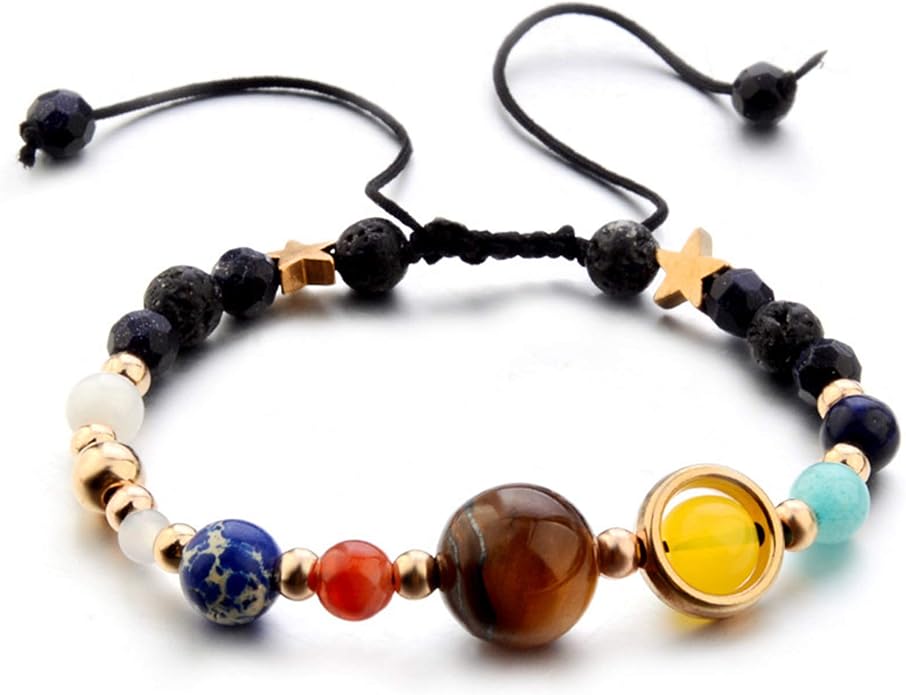 ONLYJUMP Planet Bracelet Solar System Universe Galaxy Bracelet Handmade Natural by ONLYJUMP