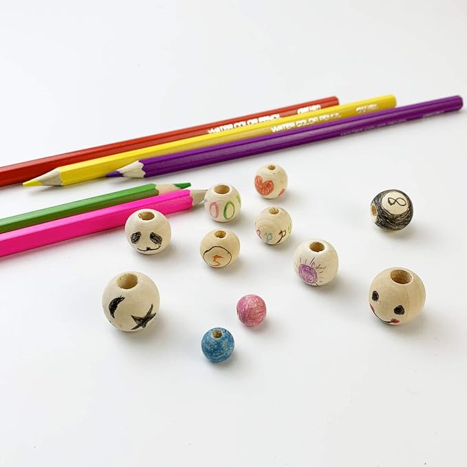 100pcs DIY 18mm Natural Wood Beads Unfinished Round Wooden Loose Spacer Beads - Image 3