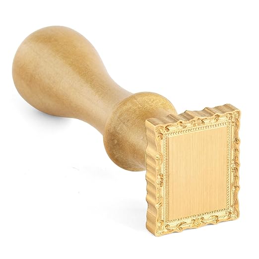 Frame Wax Seal Stamp, 3D Embossed Relief Carving Brass Head and Wood Handle by Pilloze