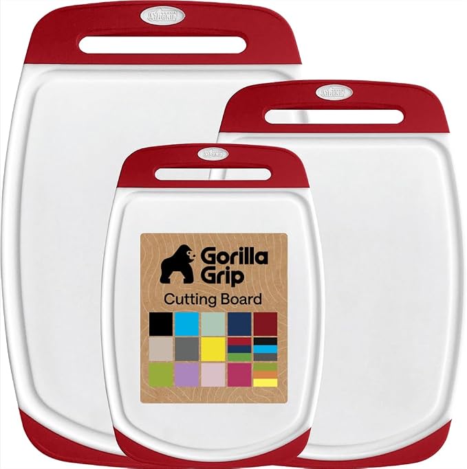 GORILLA GRIP BPA-Free Reversible Kitchen Cutting Board Set of 3, US Designed by Unknown