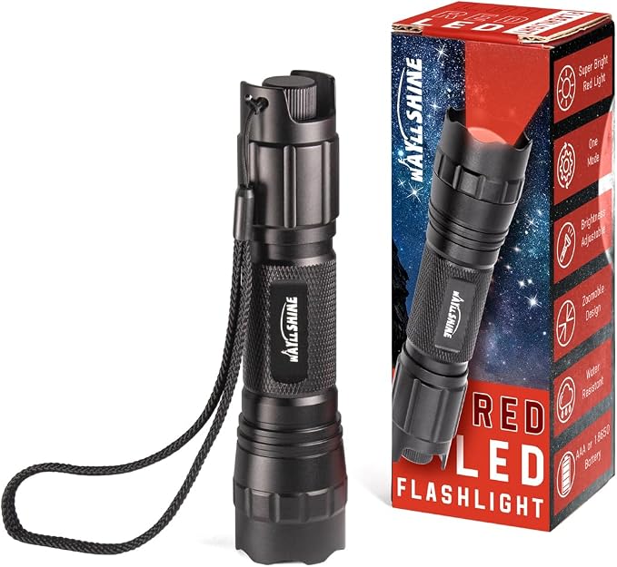 Stepless Dimming Red Light Flashlight, 620nm-630nm High Purity, Adjustable by Wayllshine