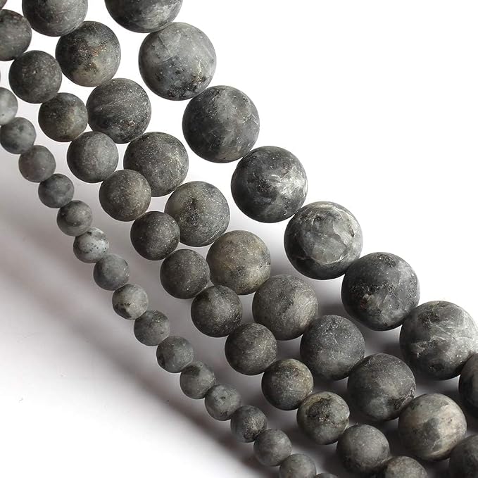 8mm Matte Black Labradorite Bead, 15-Inch Matte Round Loose Stone Beads - Image 6