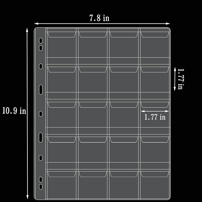 10 Sheets Coin Collection Pages, Coins Pocket Page - Image 3