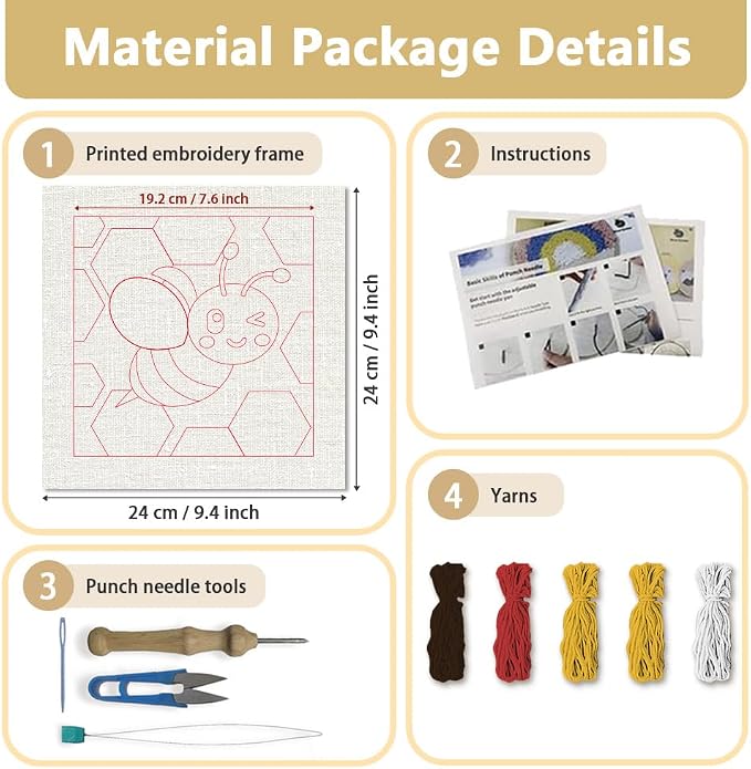 Doodlream Bee DIY Punch Needle Embroidery Kit - Image 2