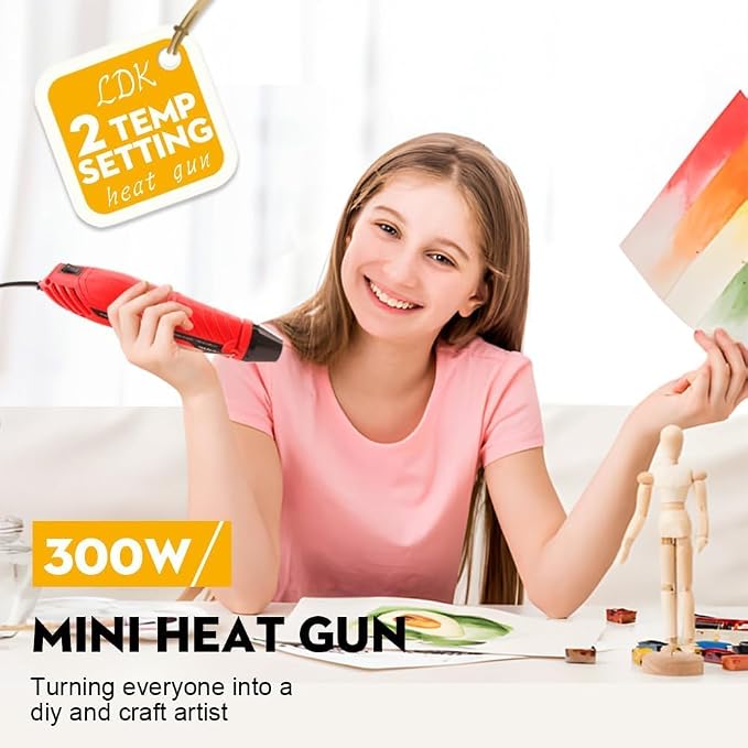 LDK Heat Gun for Crafting, Mini Dual Temp Hot Air Gun Tool - Image 2