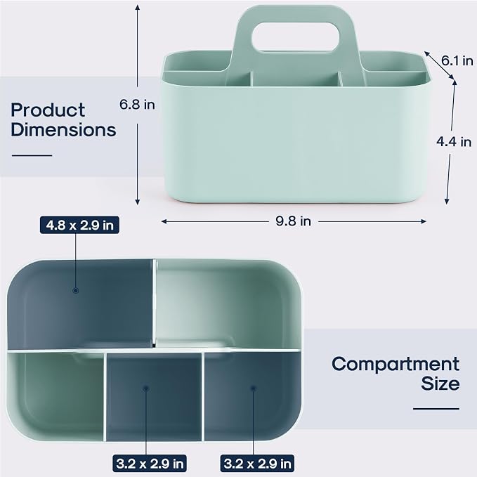 Multiuse Caddy Organizer with Handle, Portable Divided Plastic Tote Bin - Image 5